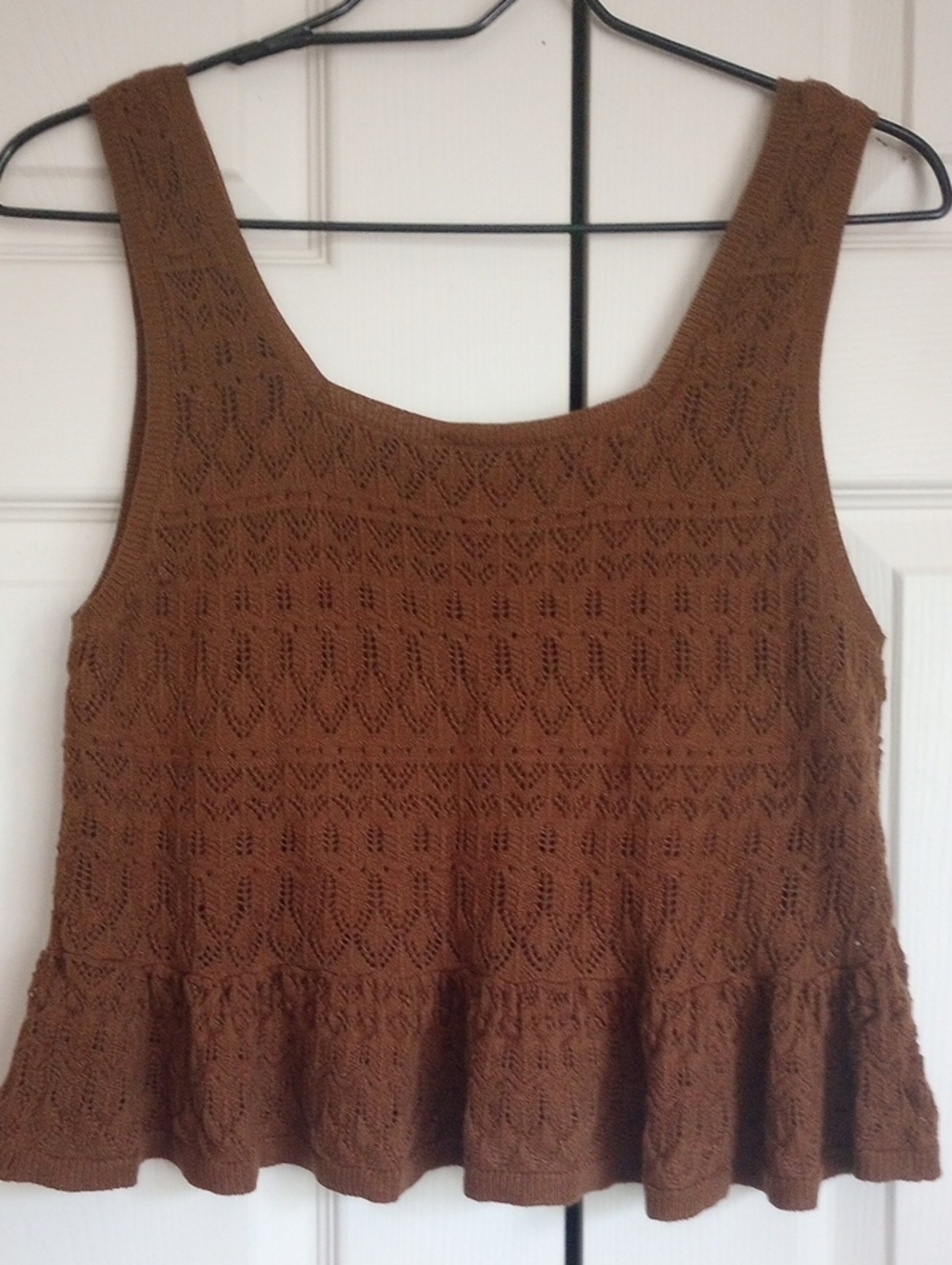 House of Harlow 1960 Brown Crochet Peplum Tank Top M - Picture 6 of 8